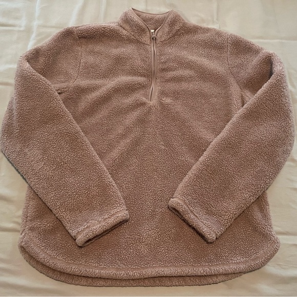 H&M Cozy Mauve Quarter-Zip Fleece Plush Pullover Size M - Picture 2 of 5